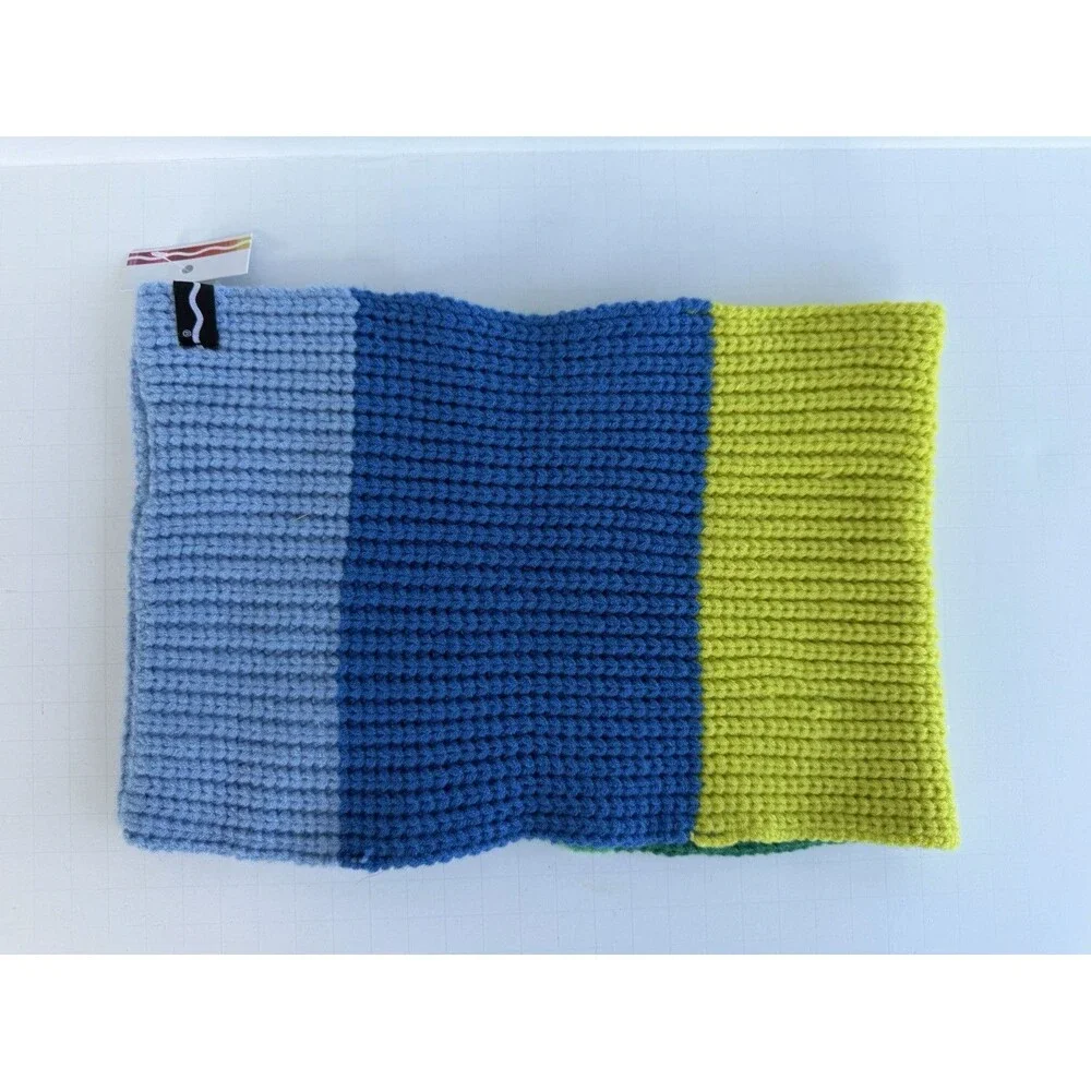 Striped Blue Neck Warmer One Size Tube Scarf Outdoor Gaiter Knit Colorful Kohls